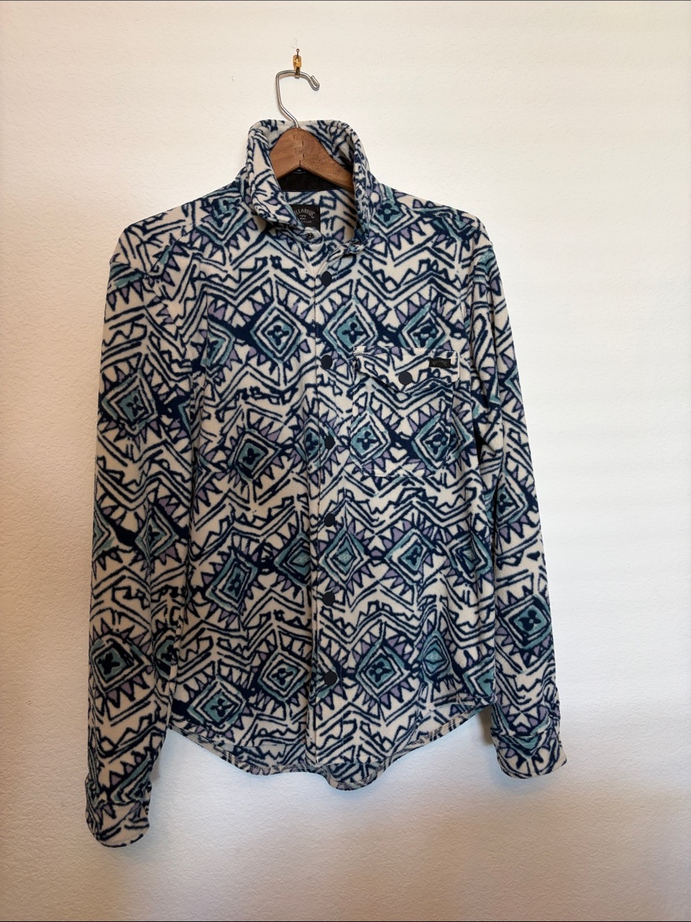 Billabong Men's Lightweight Fleece Shirt Jacket in Navy, Teal, Cream